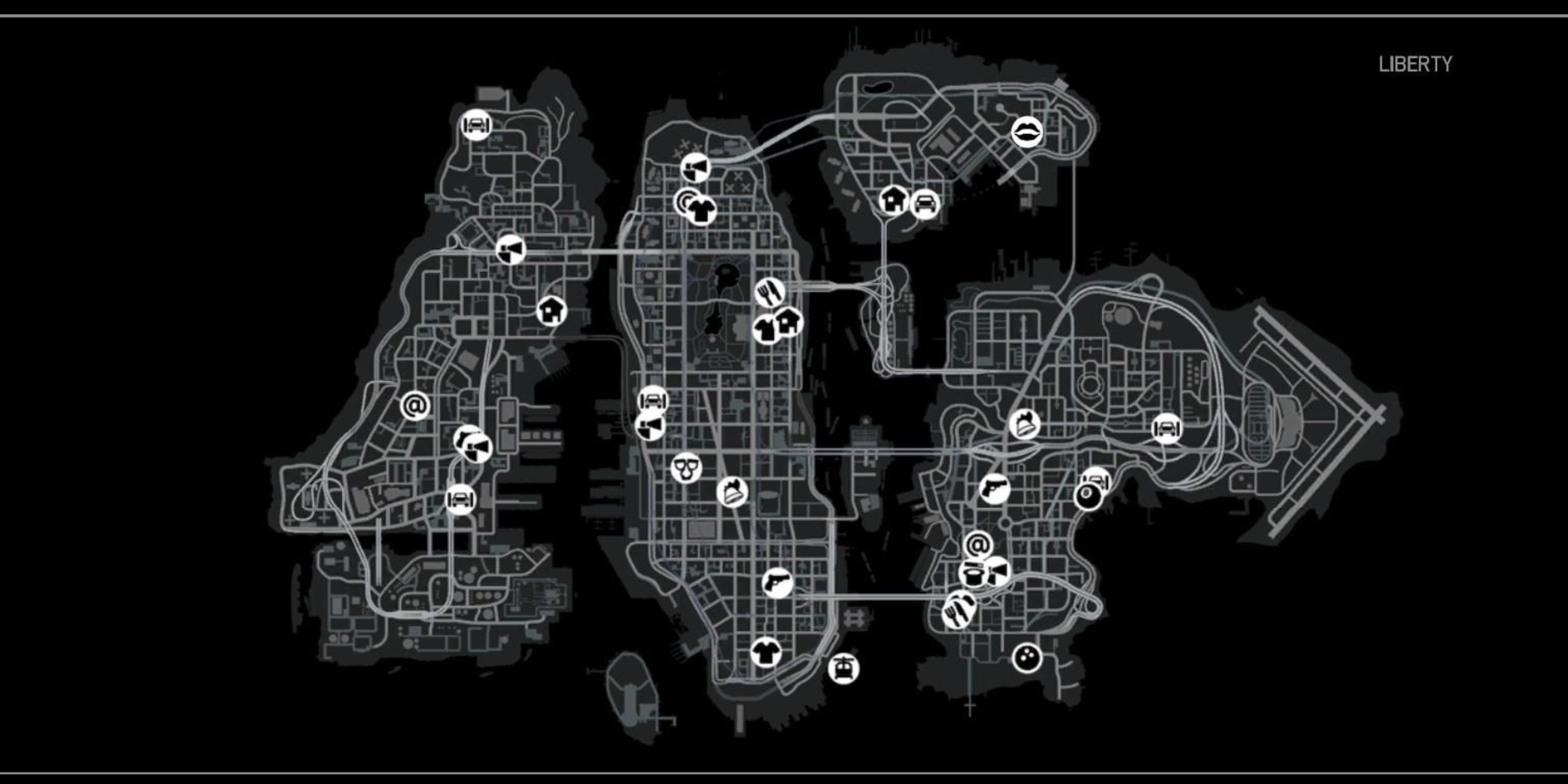 GTA4 Map Showing The Many Roads And Locations In The Game