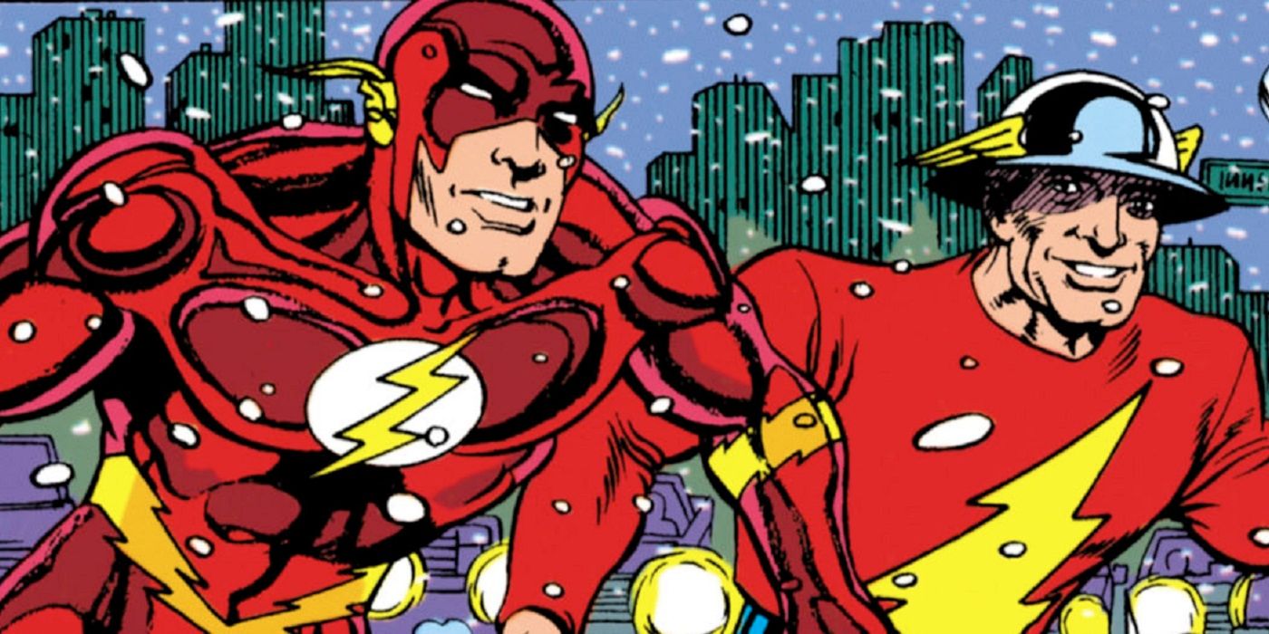 Wally West and Jay Garrick running through the snow