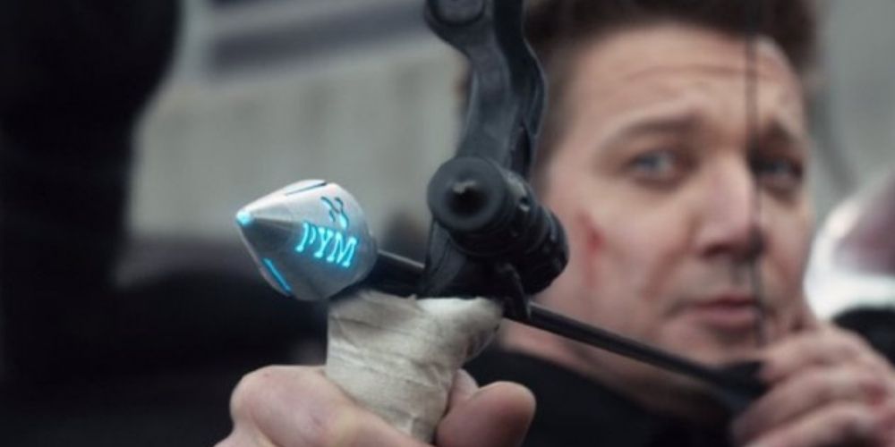 Clint shooting a Pym tech arrow in Hawkeye