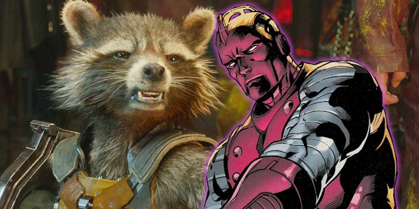Rocket from Guardians of the Galaxy next to High Evolutionary from Marvel Comics