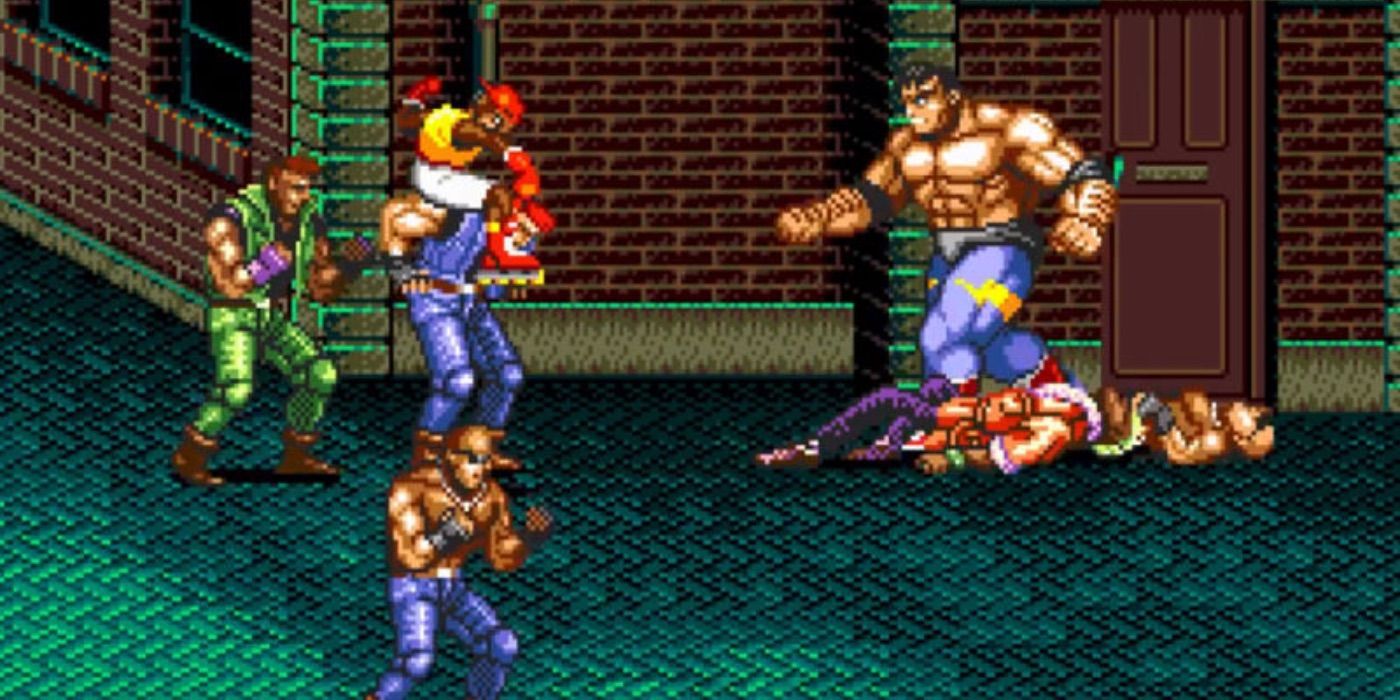 Lutando contra inimigos em Sega Genesis Streets of Rage 2