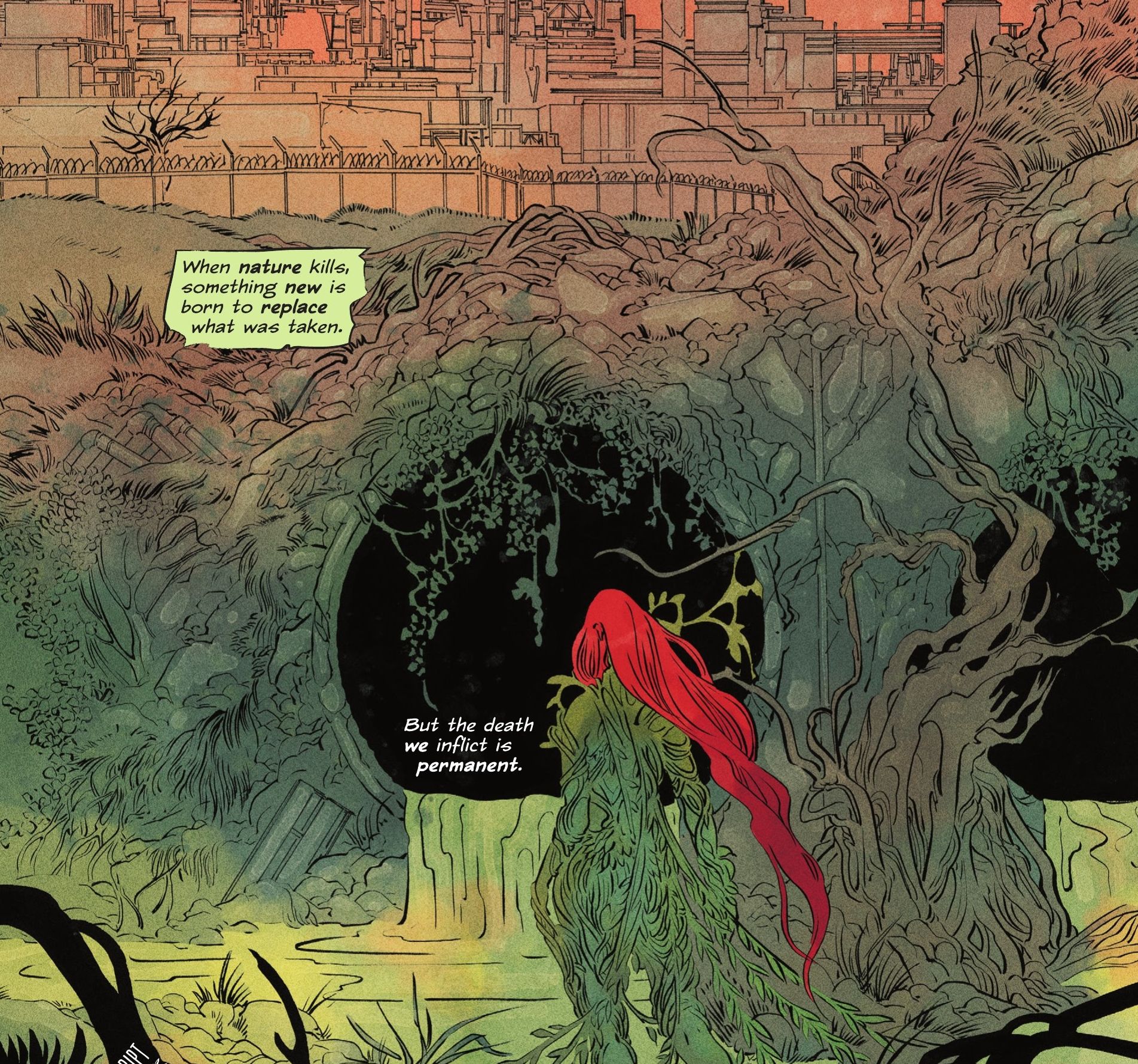 Poison Ivy sees the pollution in Gotham