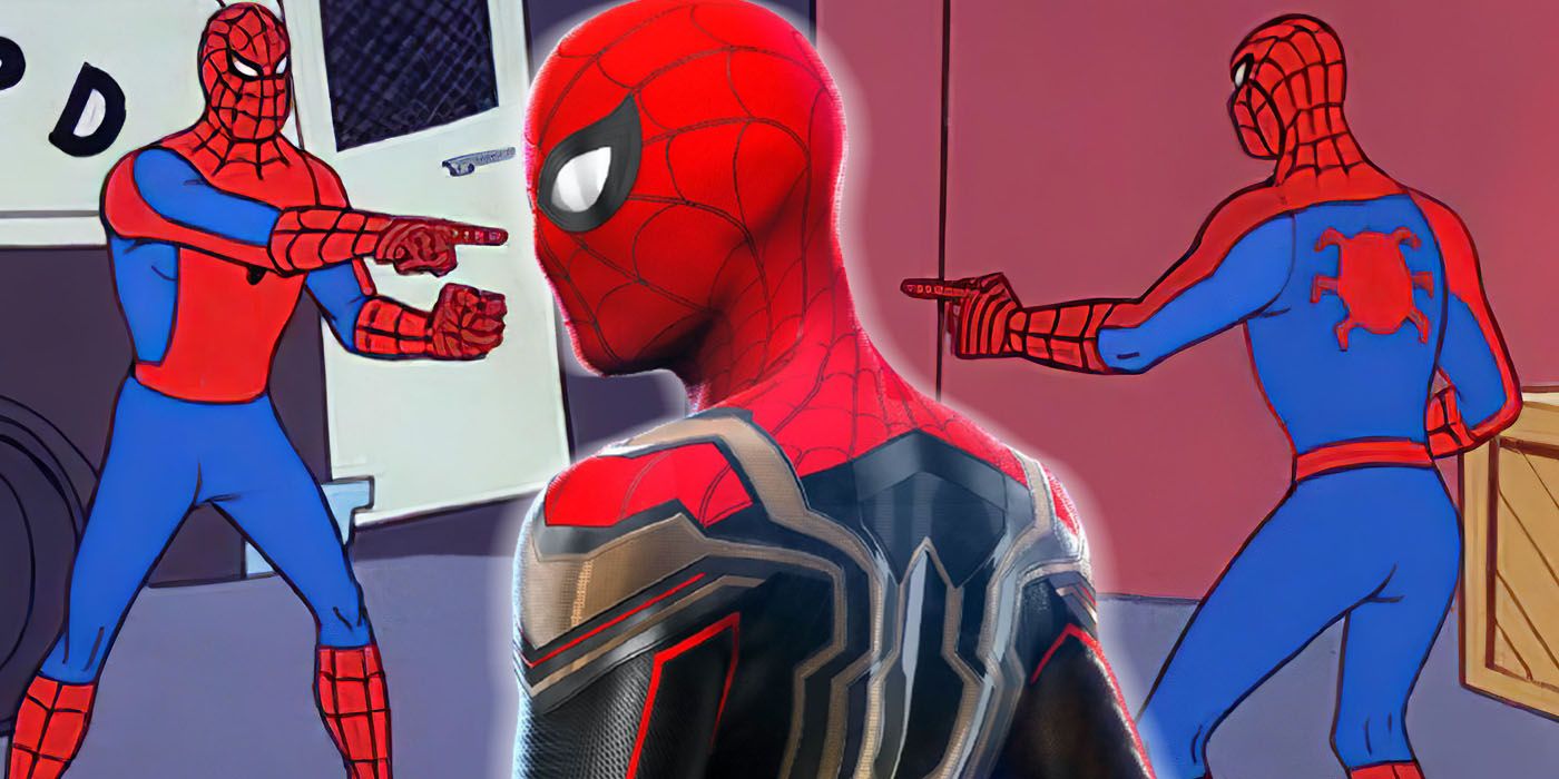 No Way Home's Spider-Man in front of the Spider-Man pointing meme.