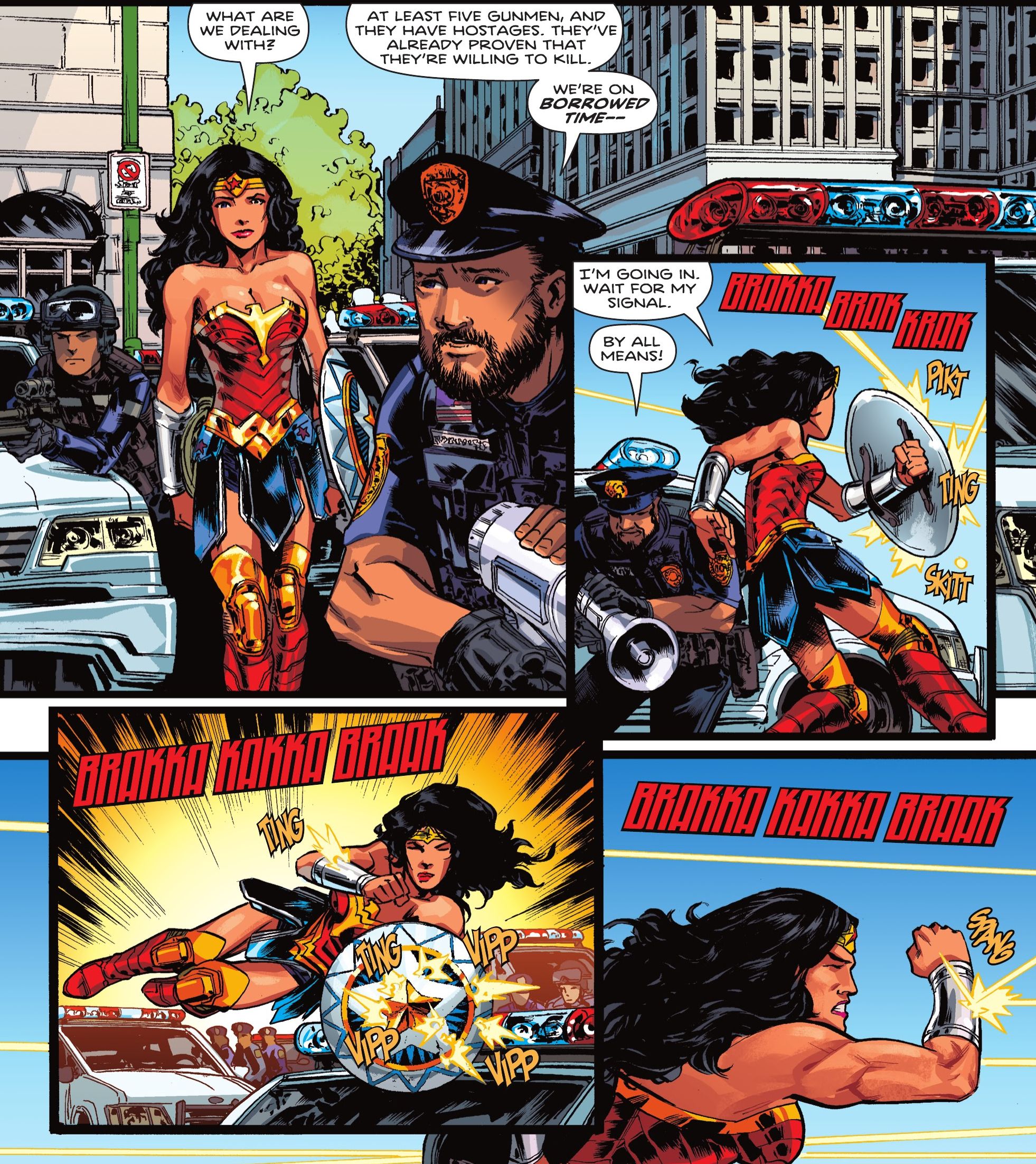 Wonder Woman dodges bullets