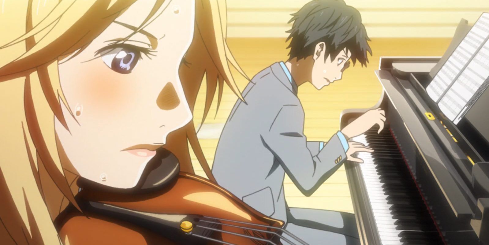 Your Lie In April Competition Kousei Kaori playing violin piano