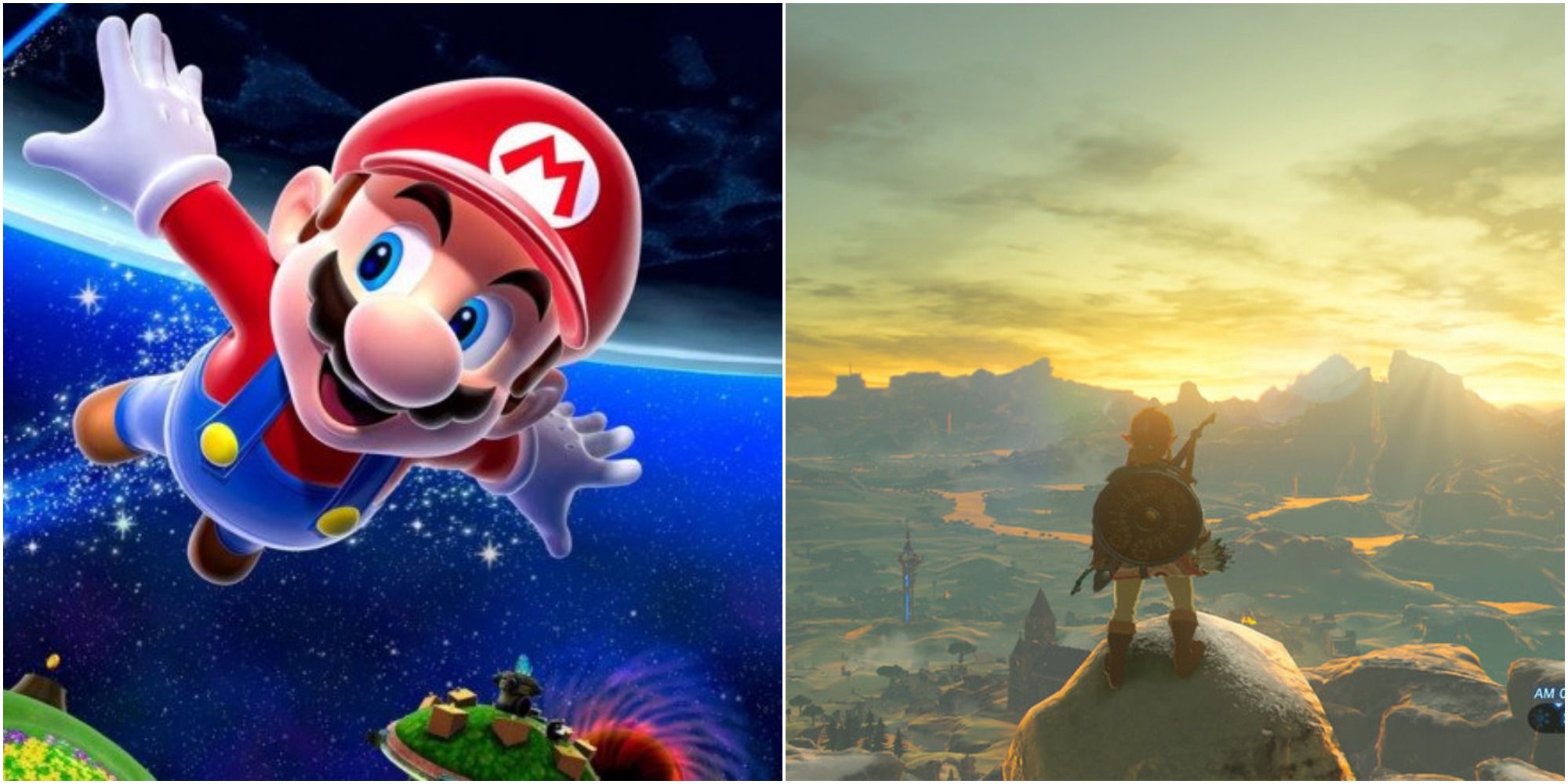 Super Mario Galaxy and Breath of the Wild Nintendo Games