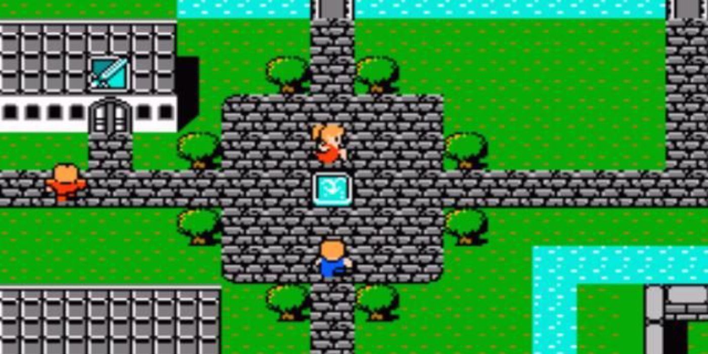Exploration of a town in Final Fantasy for NES