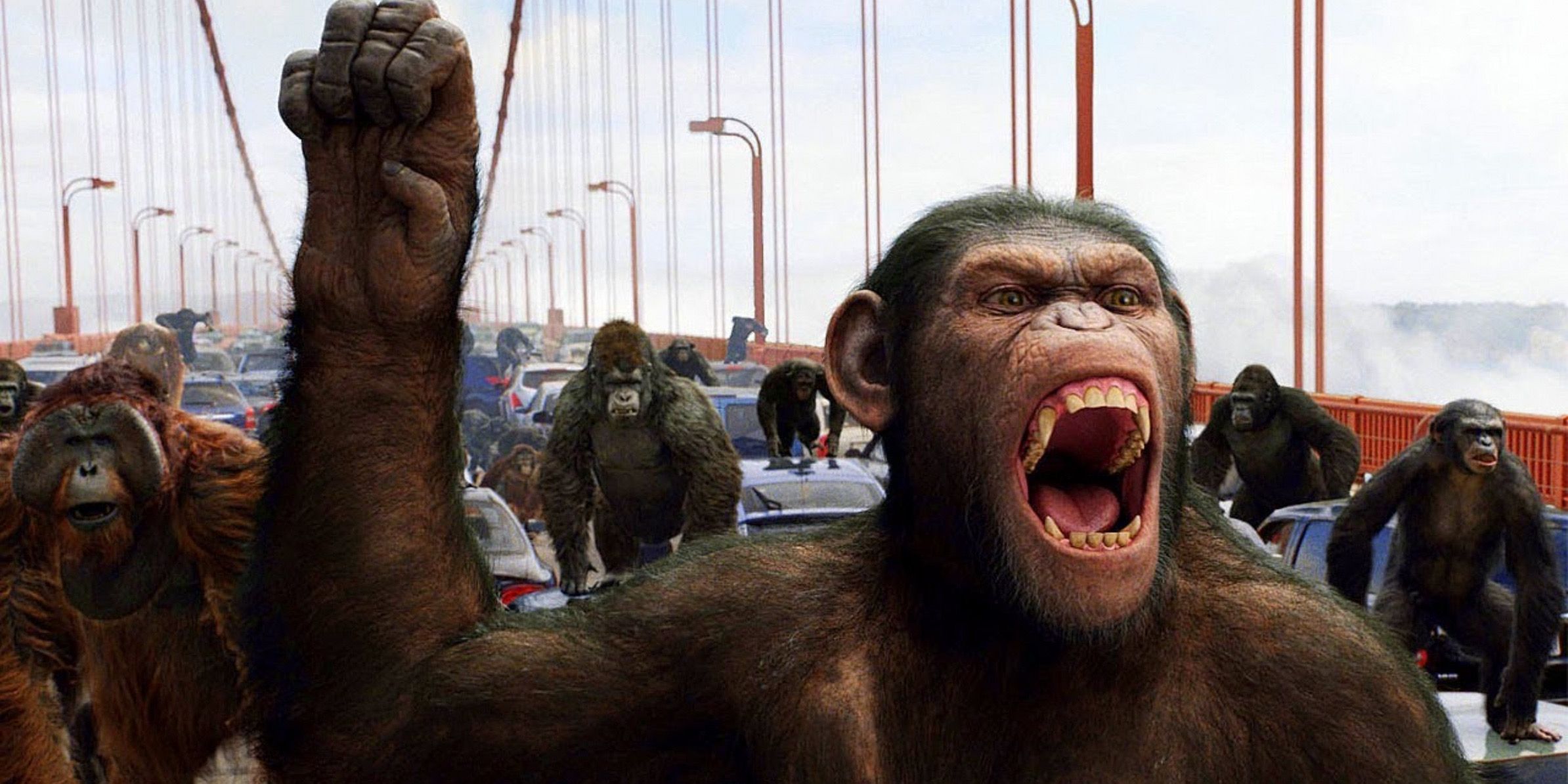 Caesar cries out to rally his allies in Planet of the Apes