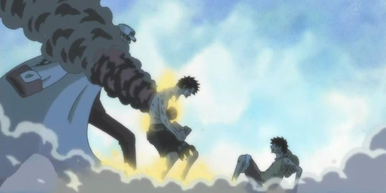 Ace saving Luffy from Akainu