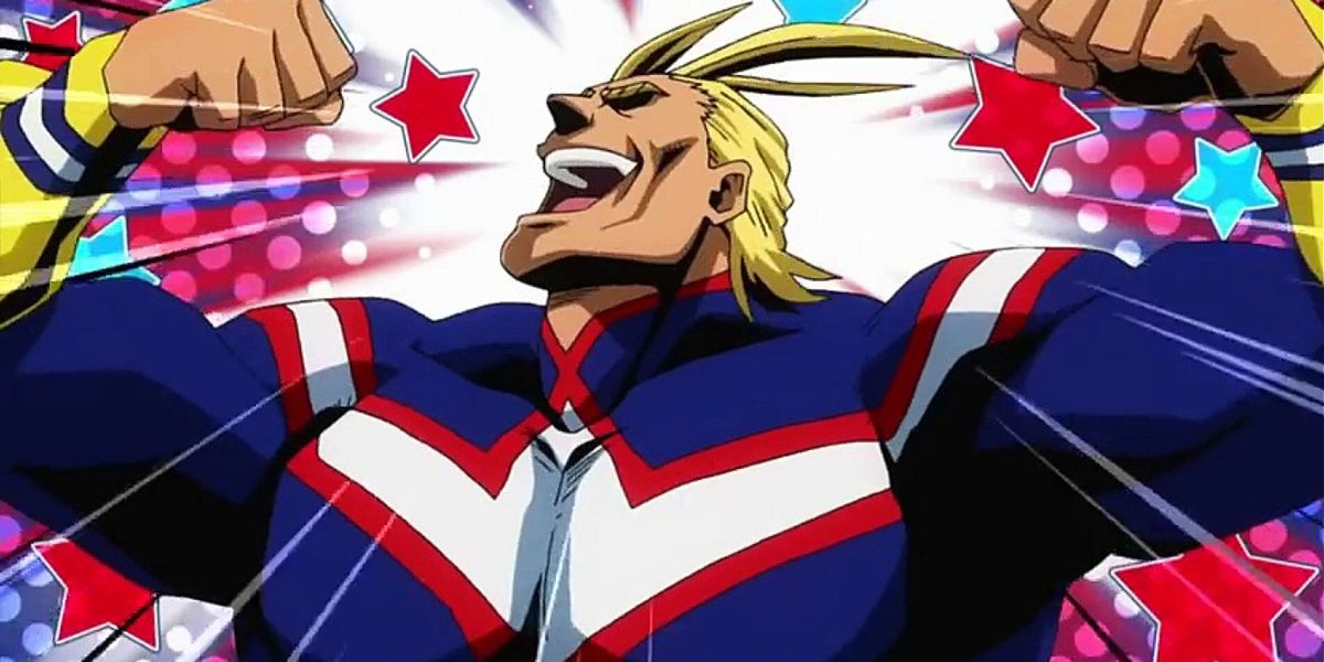All Might from My Hero Academia posing happily.