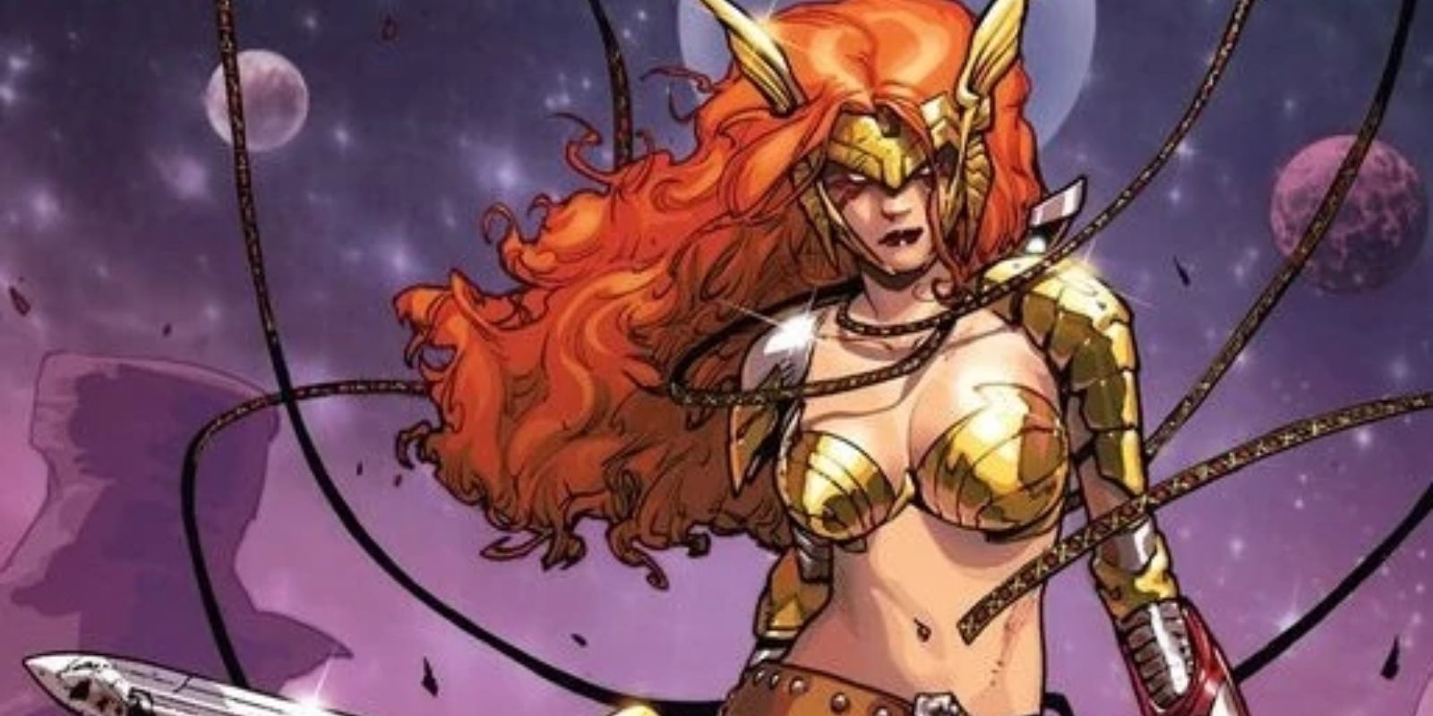 Angela in Marvel Comics - strong asgardian