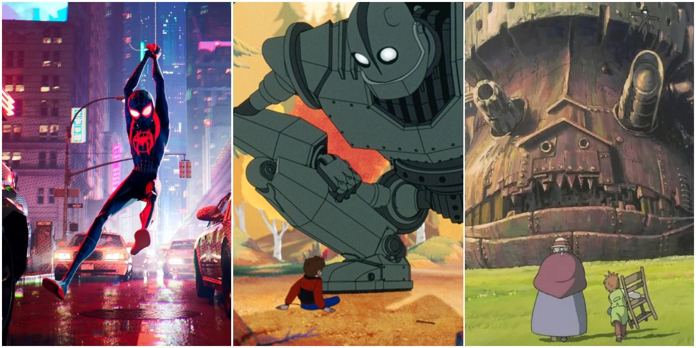 Animated movies to watch if you like or loved Arcane Spider-Man: Into The Spider-Verse, The Iron Giant, Howl's Moving Castle
