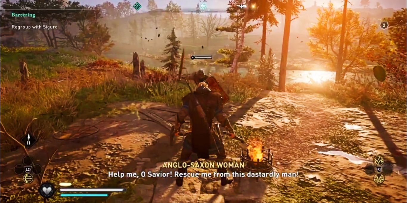 Screenshot from The White Lady of Tamworth event in Assassin's Creed Valhalla.