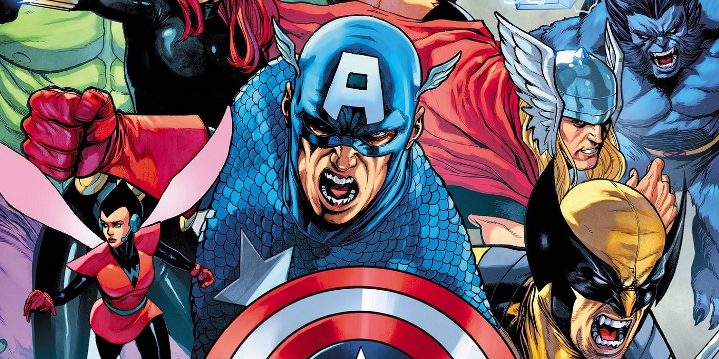 Captain America leads the Earths Mightiest Heroes on the cover of Avengers 50 by Stefano Caselli