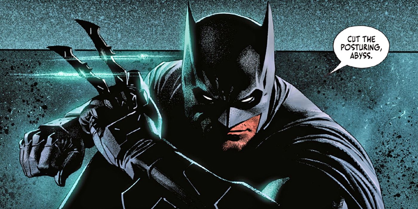 Batman Aiming His Batarang At Abyss