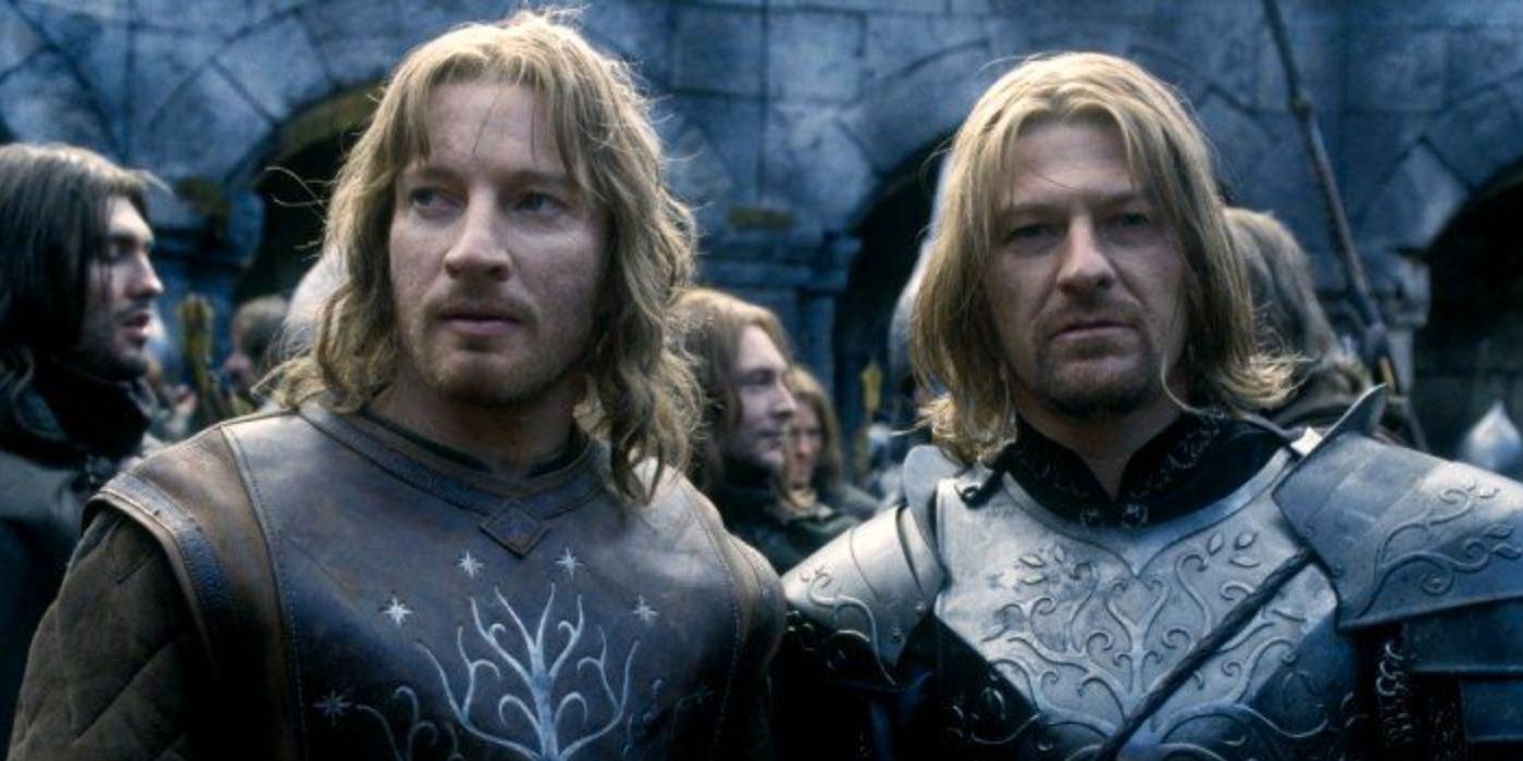 Boromir and Faramir standing side by side in The Two Towers