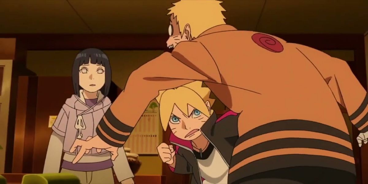 Boruto Punches Naruto In The Stomach As Hinata Watches
