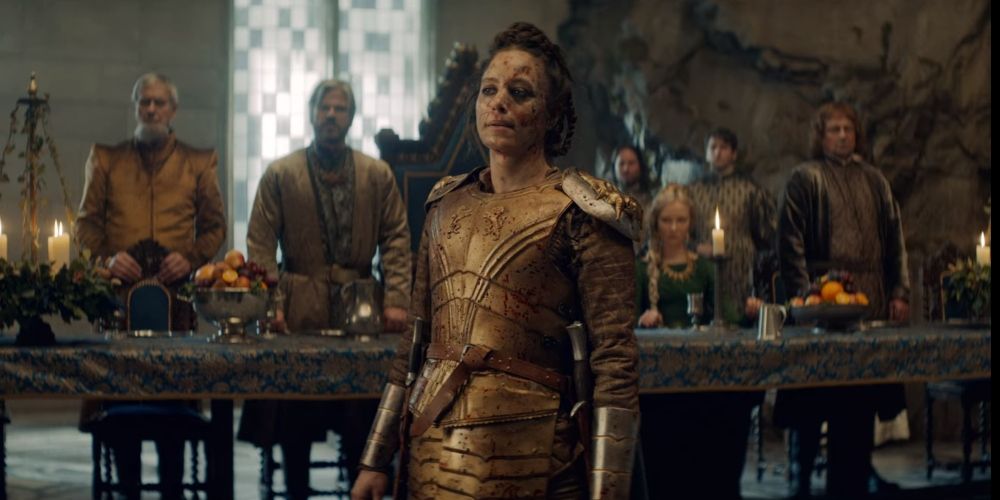 Queen Calanthe appears at Pavetta's betrothal in The Witcher Netflix