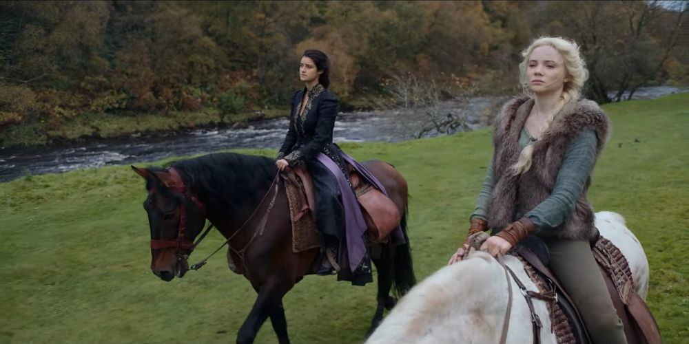 Ciri and Yennefer discuss Geralt as they ride in the Witcher Netflix