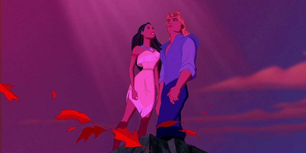 Pocahontas and John Smith during Colors of the Wind Pocahontas movie