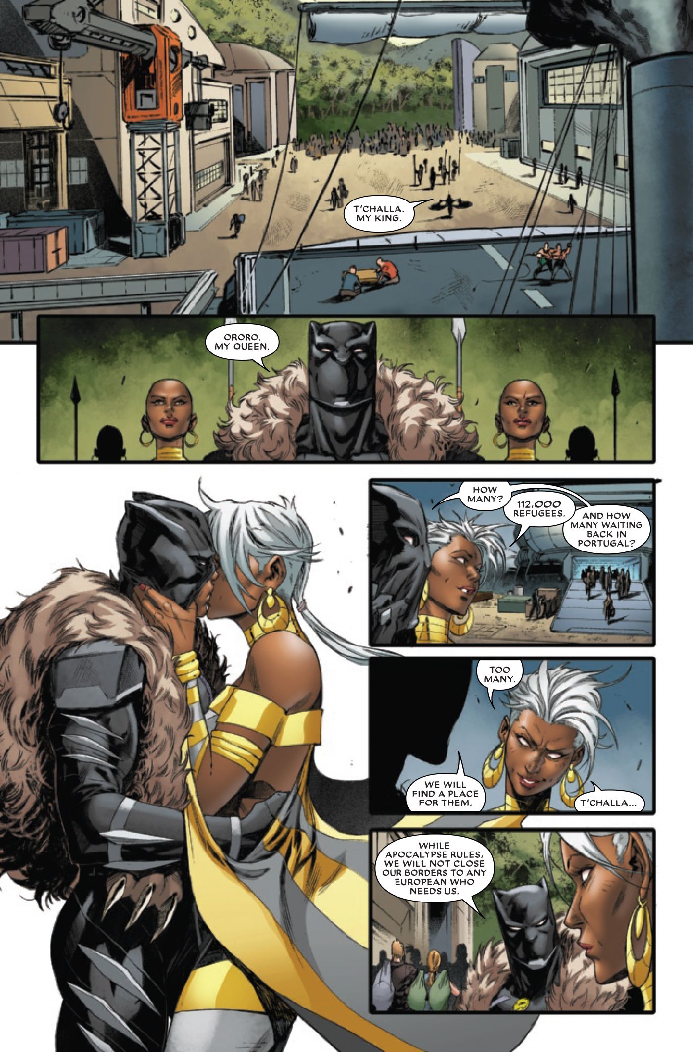 Storm is revealed to be married to Black Panther, with the two serving as king and queen of Wakanda.