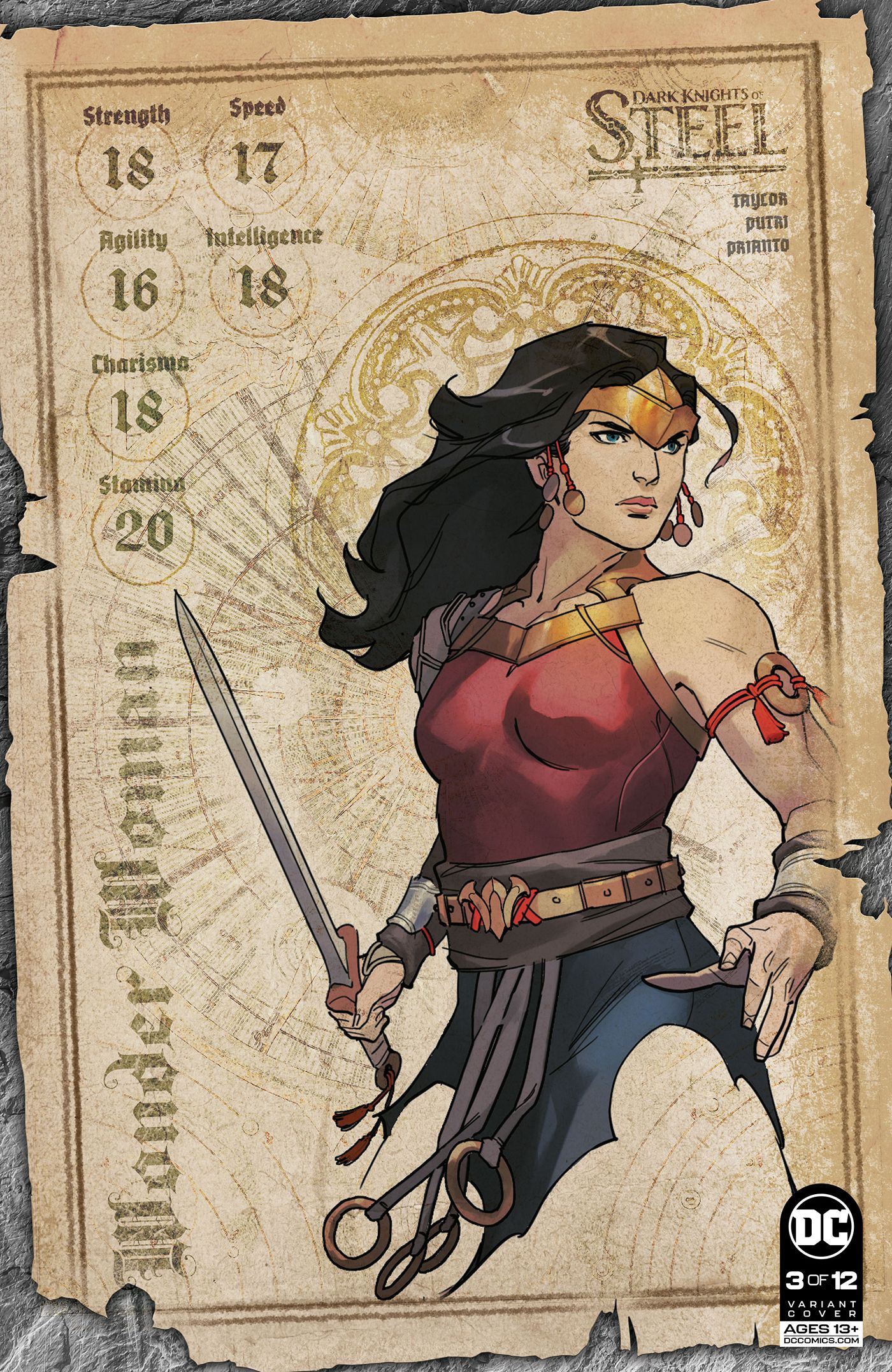 A variant cover for Dark Knights of Steel spotlights Wonder Woman.