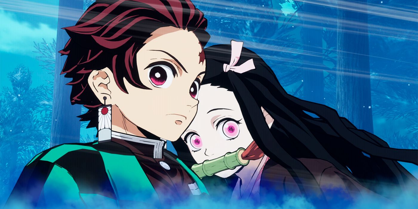 Demon Slayer's Tanjiro and Nezuko close together and looking at the viewer