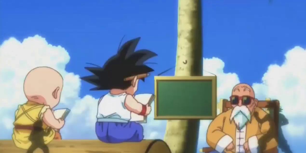 Anime Dragon Ball Goku Krillin Learning From Roshi