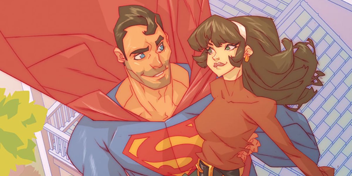superman carrying lois while jonathan and jordan watch on the cover of earth-prime #2