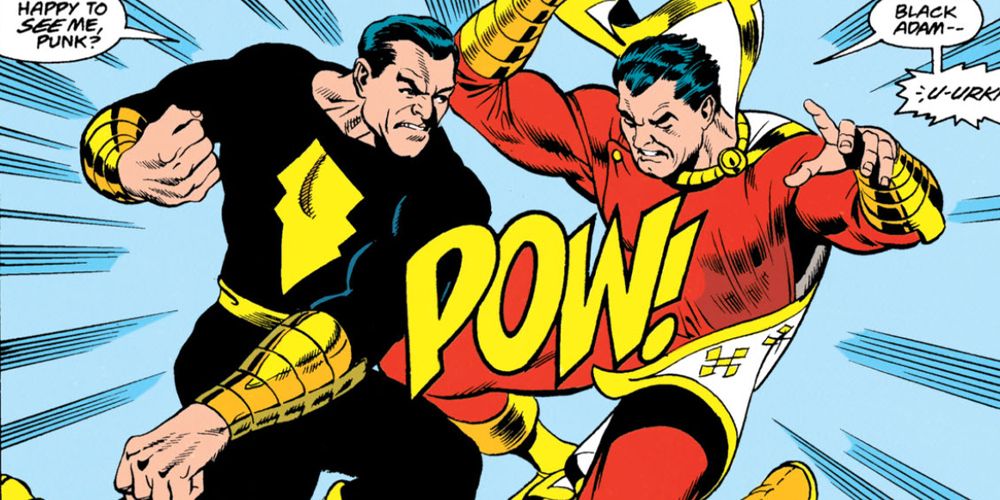 Black Adam fighting Shazam! in DC Comics.