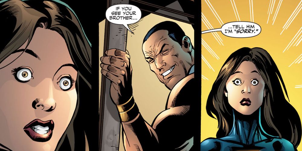 Black Adam tells Mary Marvel to tell her brother that he's "sorry."