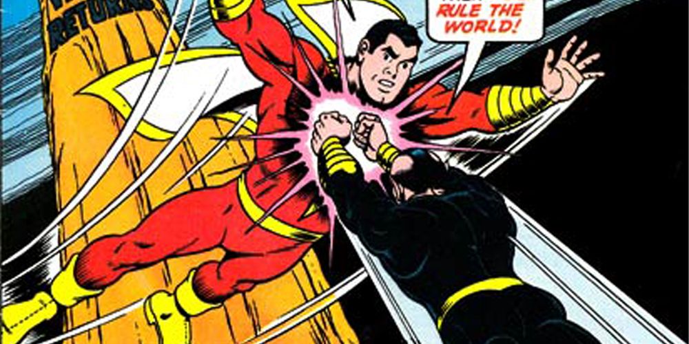 Shazam is surprised by a quick attack from Black Adam