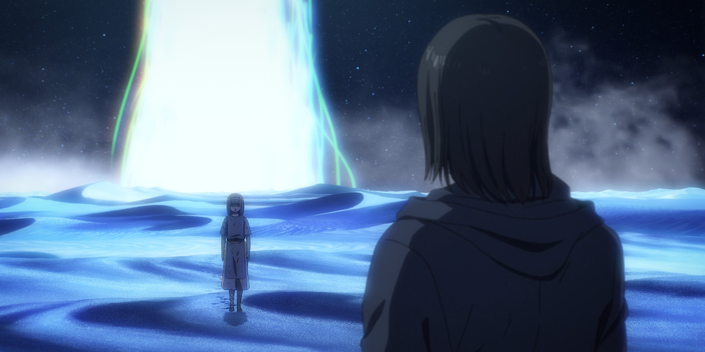 Eren meets Ymir inside the Paths in Attack on Titan