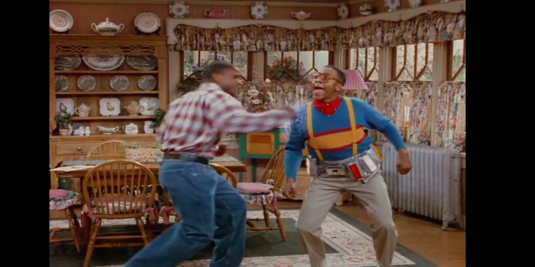 Steve Urkel defends himself with a Force Field against Eddie in Family Matters