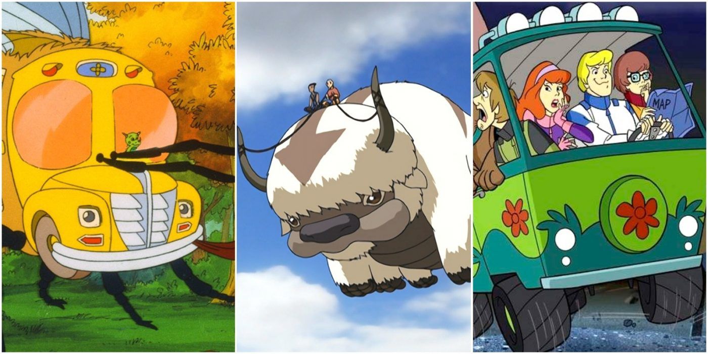 Appa from ATLA, The magic school bus as a bug, and the Mystery Machine from What's New Scooby Doo