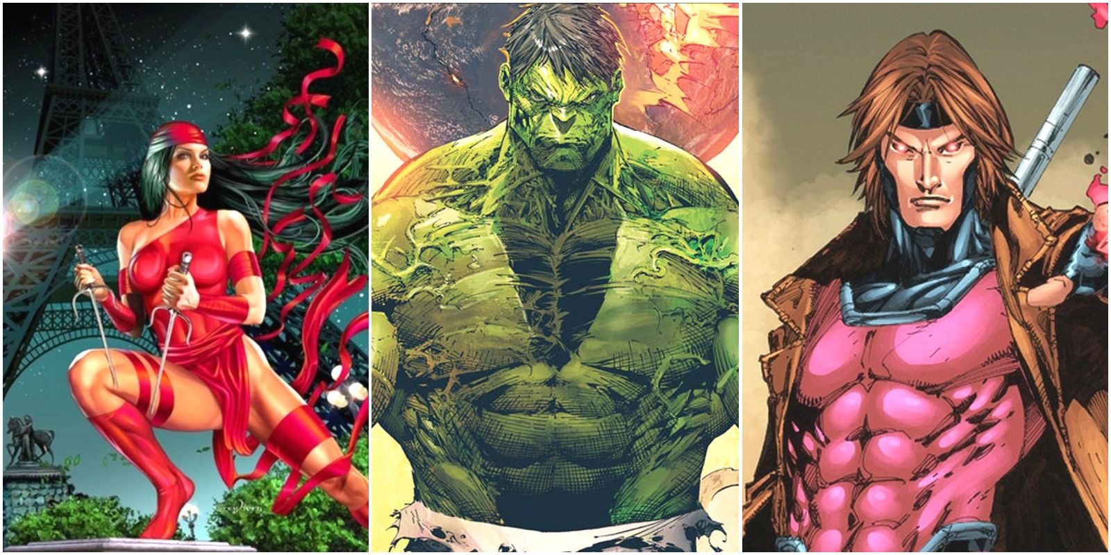 Hulk, Elektra, and Gambit in Comics