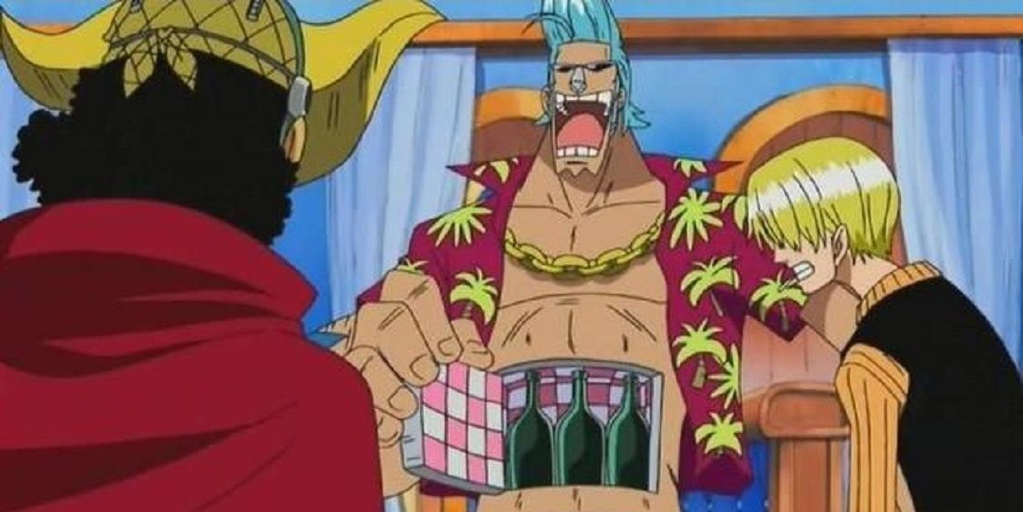 Franky showing off his cola in One Piece.