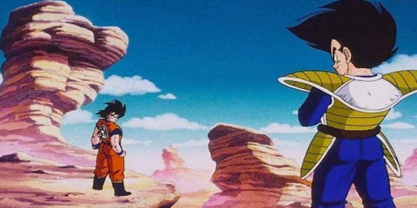 Goku and Vegeta prepare for battle in Dragon Ball Z.