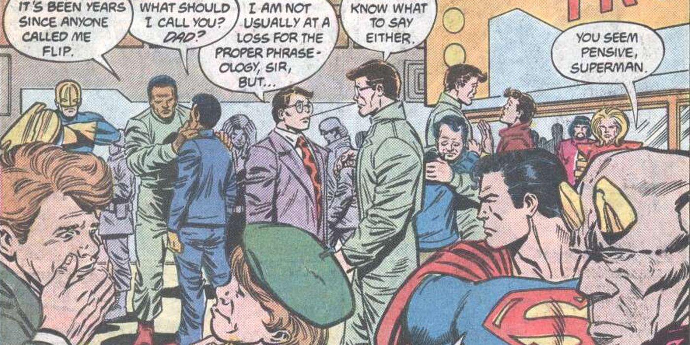 Guardian, Superman and the Newsboy Legion meeting thier younger clones