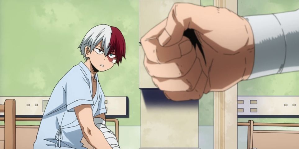 Enji Todoroki staring at a Fist