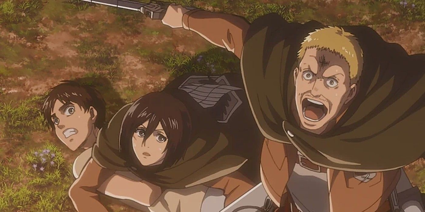 Hannes Protects Eren And Mikasa In Attack On Titan