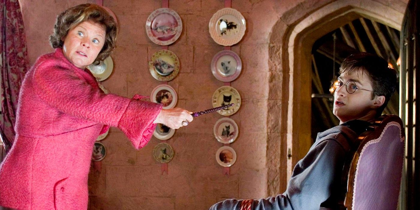 Umbridge Points Her Wand At Harry