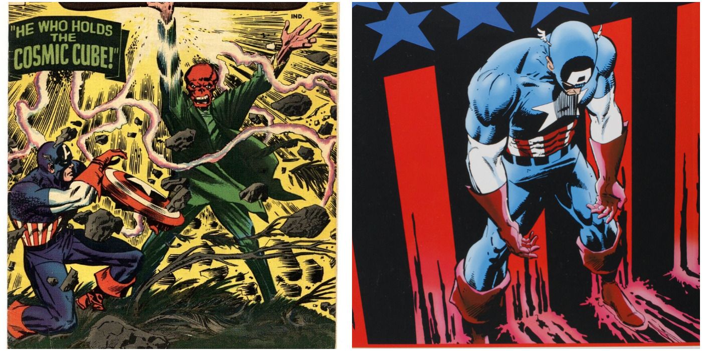 Captain America and Red Skull and despondent Captain America