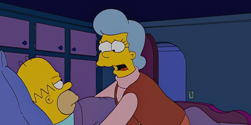 Homer's mother talks to him in the Simpsons