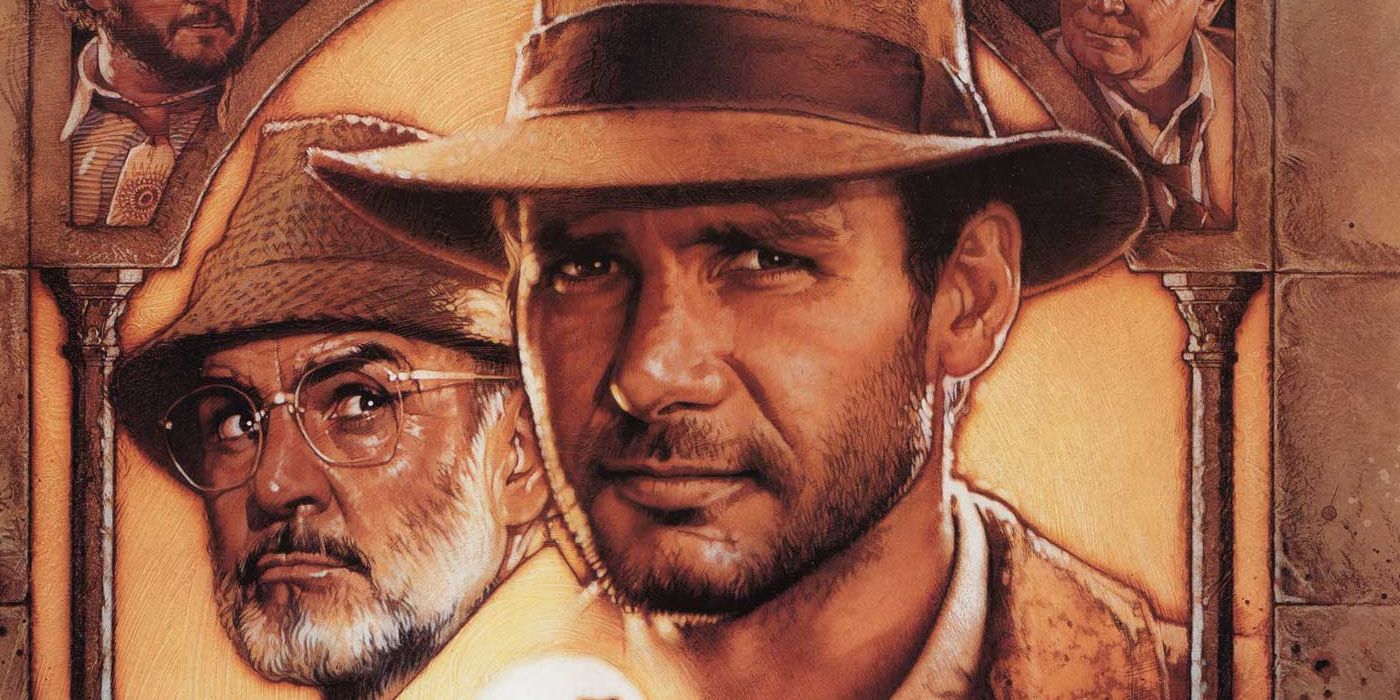 Indiana Jones (Harrison Ford) and Dr. Henry Jones Sr (Sean Connery) on the poster for The Last Crusade