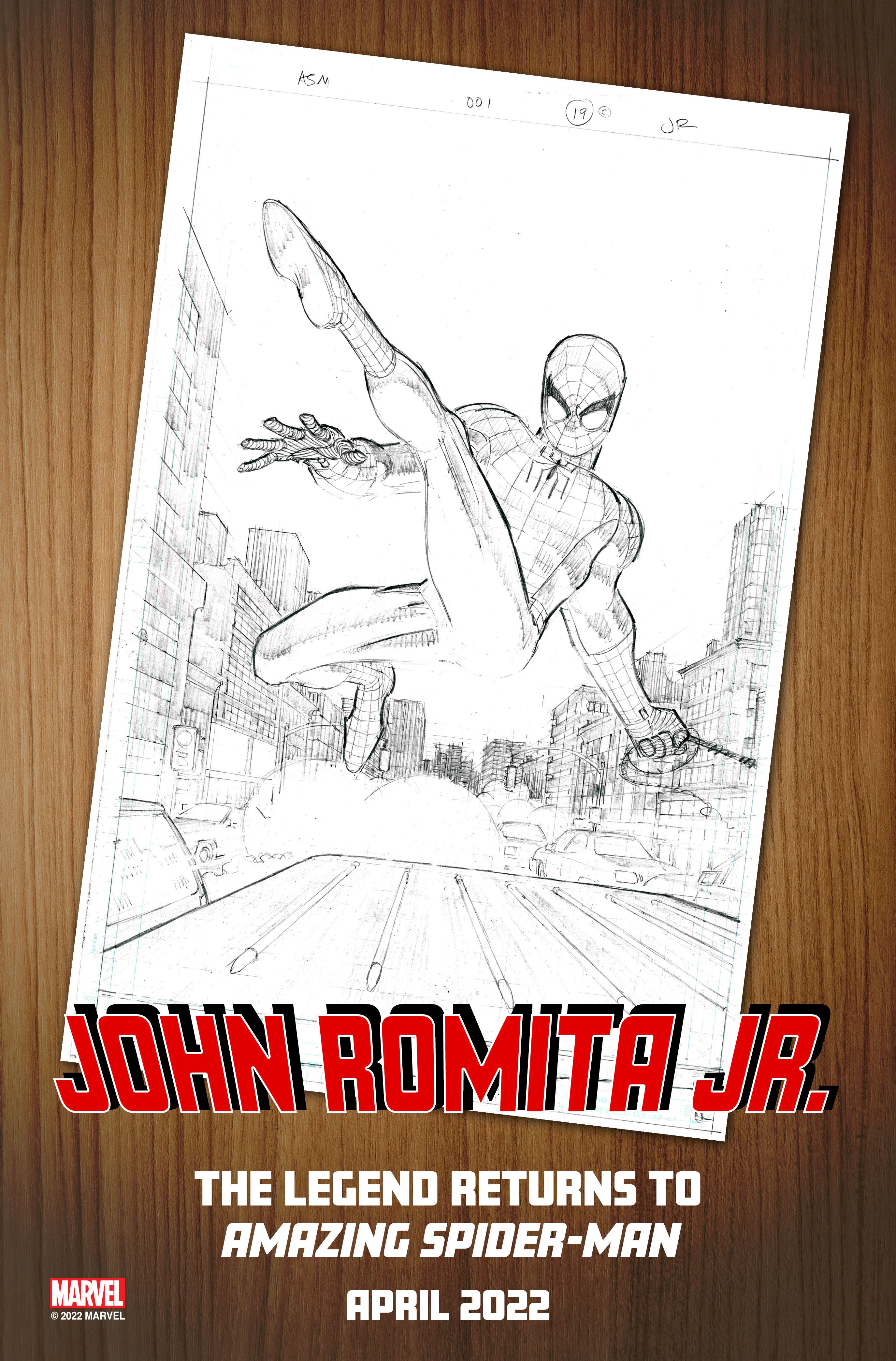 Peter Parker in teaser art for Amazing Spider-Man by John Romita Jr