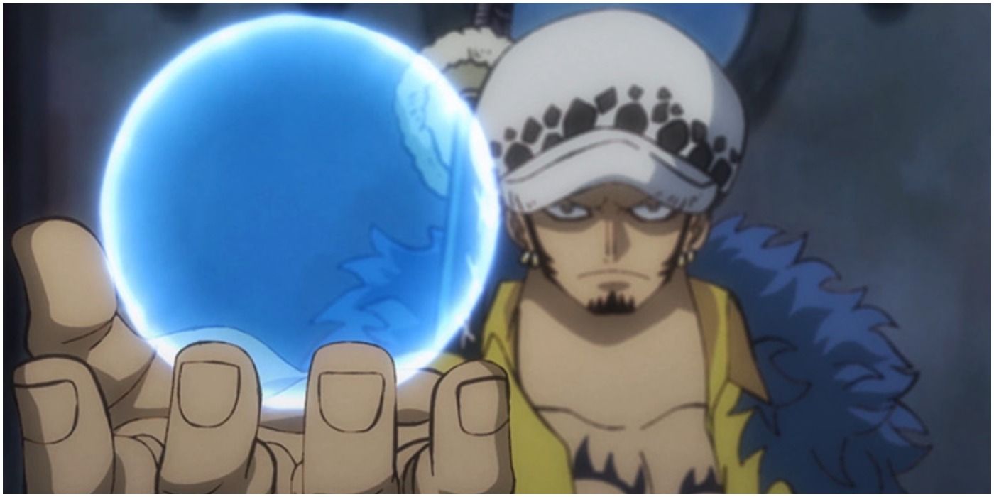 One Piece's Trafalgar Law activating his Room technique during the Wano arc.