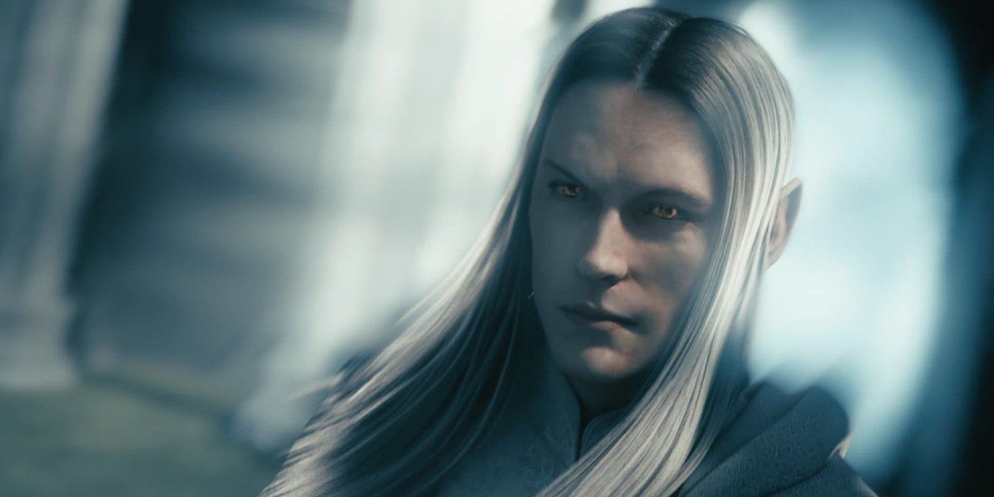 Lord of the Rings depiction of Sauron as handsome, elvish Annatar in front of a light