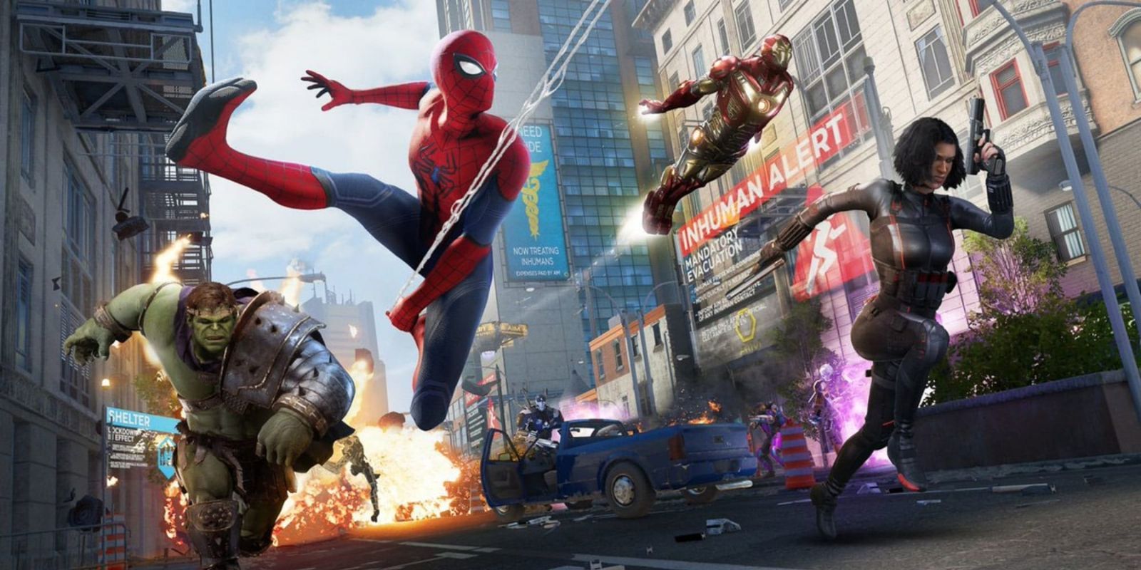 The Avengers charge into action alongside Spider-Man