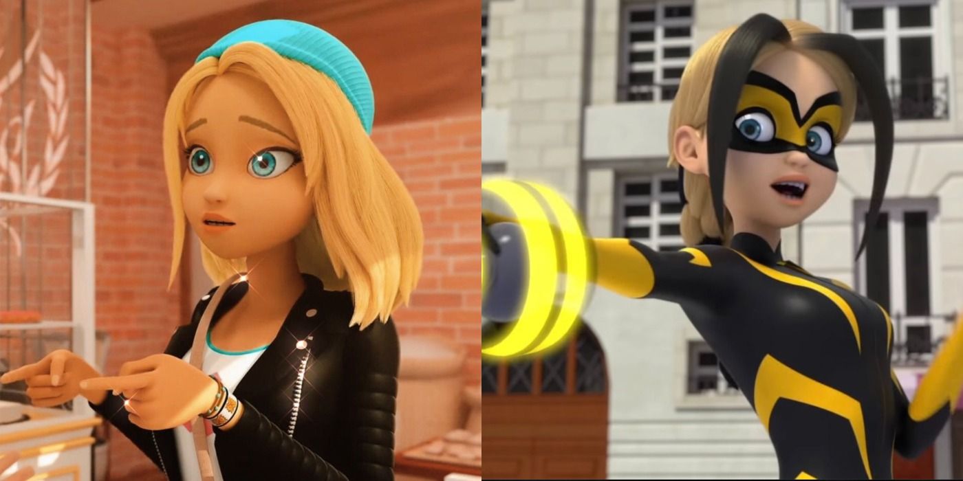 A split image depicts Zoe and Vesperia in Miraculous Ladybug